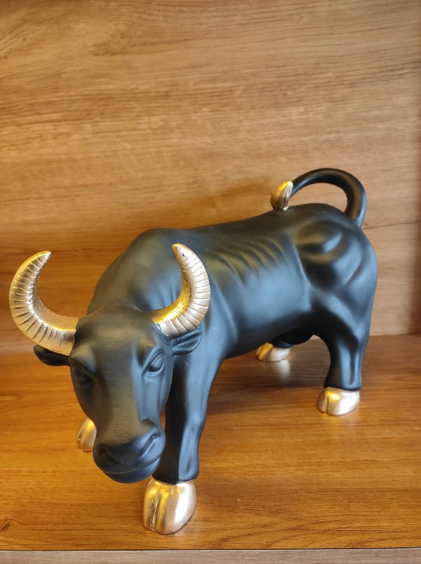 14 Inch Decorative Bull, Stock Market Bull( Black) - Image 2