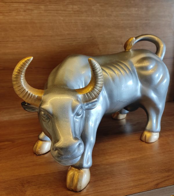 14 Inch Decorative Bull, Stock Market Bull( Grey) - Image 9