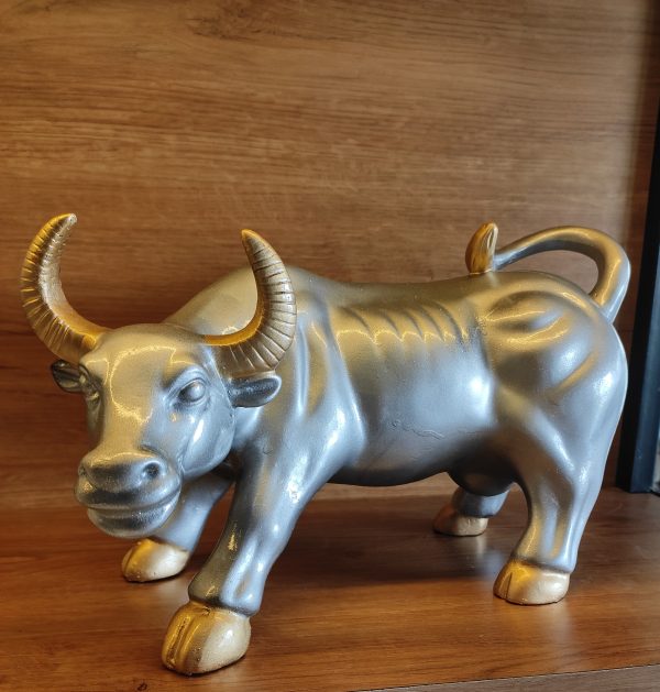 14 Inch Decorative Bull, Stock Market Bull( Grey)