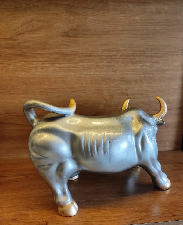 14 Inch Decorative Bull, Stock Market Bull( Grey) - Image 6