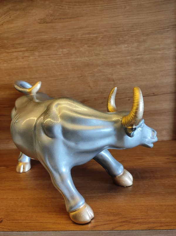 14 Inch Decorative Bull, Stock Market Bull( Grey) - Image 5