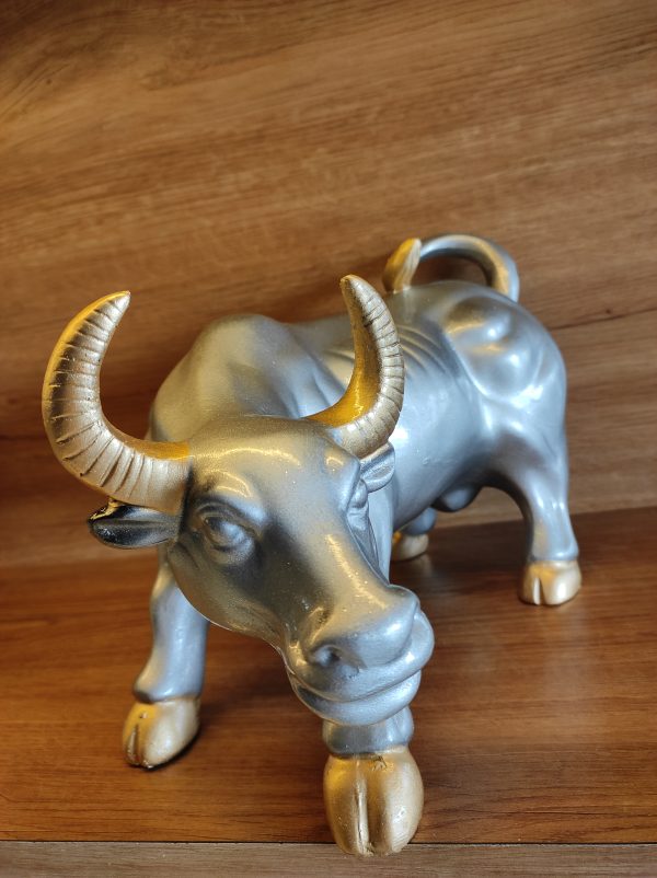 14 Inch Decorative Bull, Stock Market Bull( Grey) - Image 4