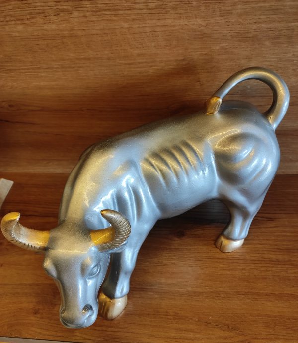 14 Inch Decorative Bull, Stock Market Bull( Grey) - Image 3