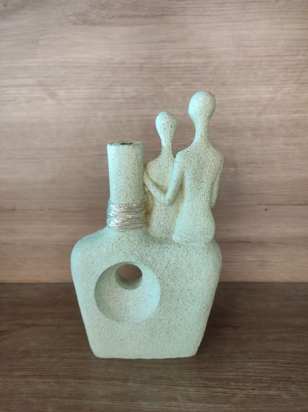 Beige Abstract Couple Sculpture Vase - Image 3